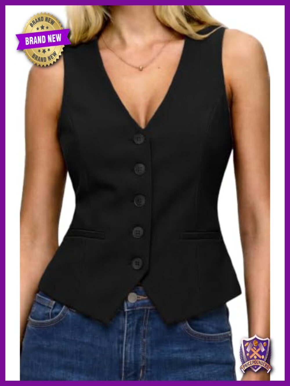 High Stretch Knit Sleeveless Blazer Vest Top